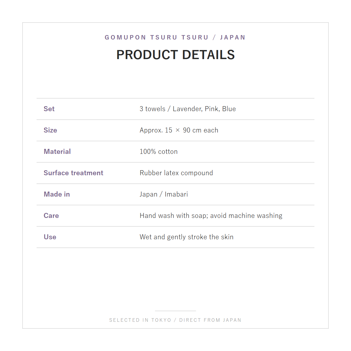 Gomupon Tsuru Tsuru body towel product details