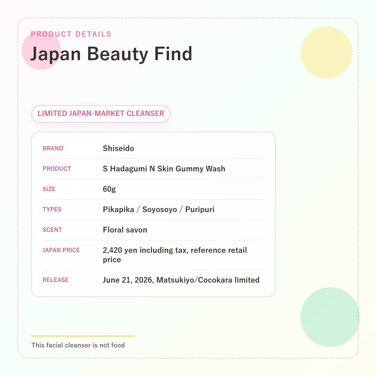 Shiseido S Hadagumi N Skin Gummy Wash product details