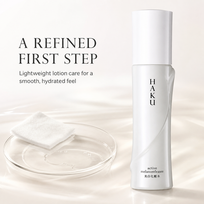 HAKU Active Melano Releaser lotion texture and cotton pad