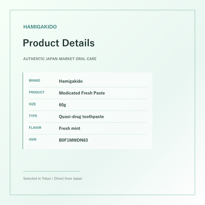 Hamigakido Medicated Fresh Paste Fresh Mint 60g product details