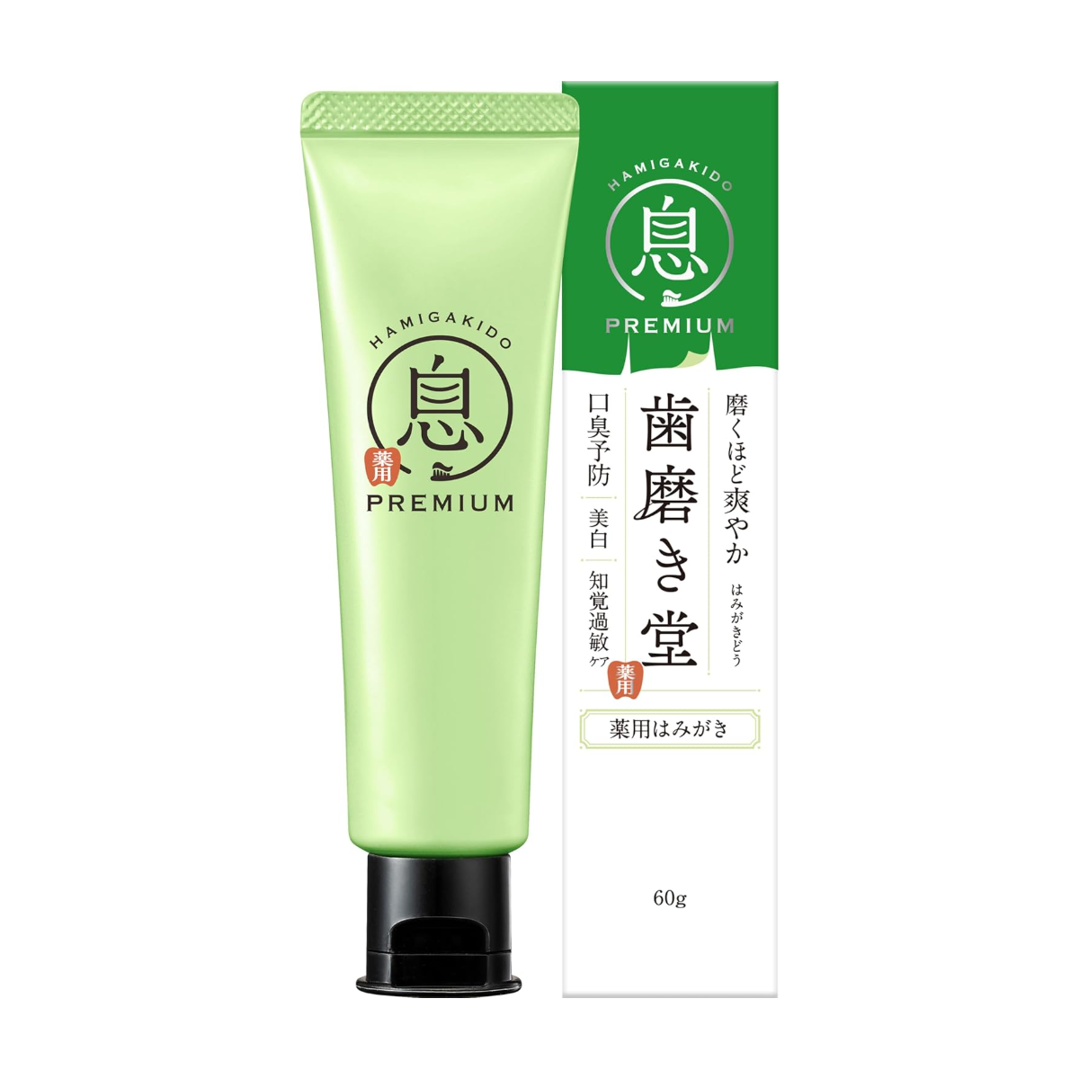 Hamigakido Medicated Fresh Paste Fresh Mint 60g on white background