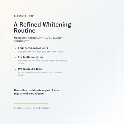 Hamigakido Medicated Whitening Paste Premium Fresh Mint 60g routine feature