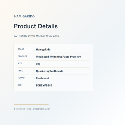 Hamigakido Medicated Whitening Paste Premium Fresh Mint 60g product details