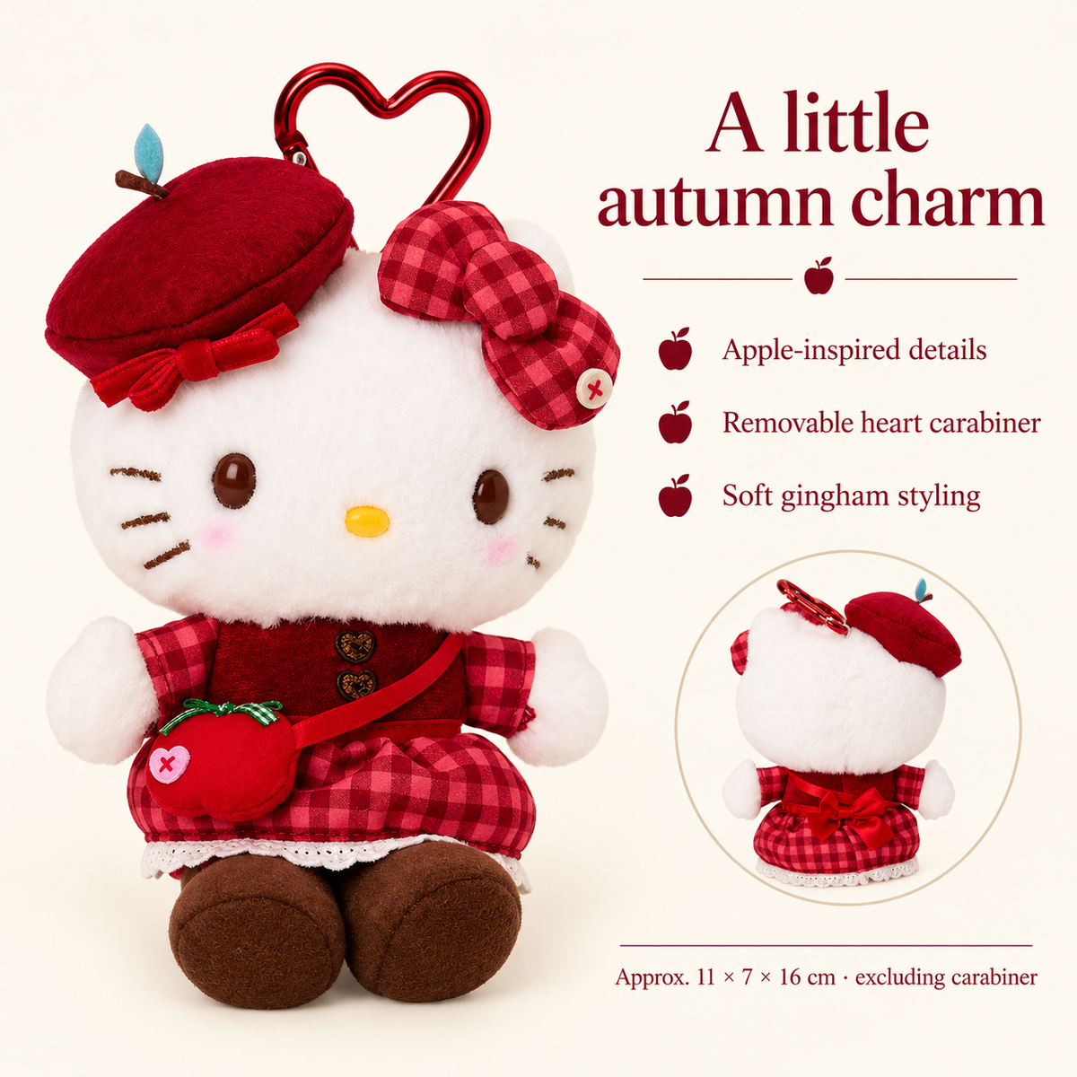 Hello Kitty Autumn Apple mascot details and dimensions