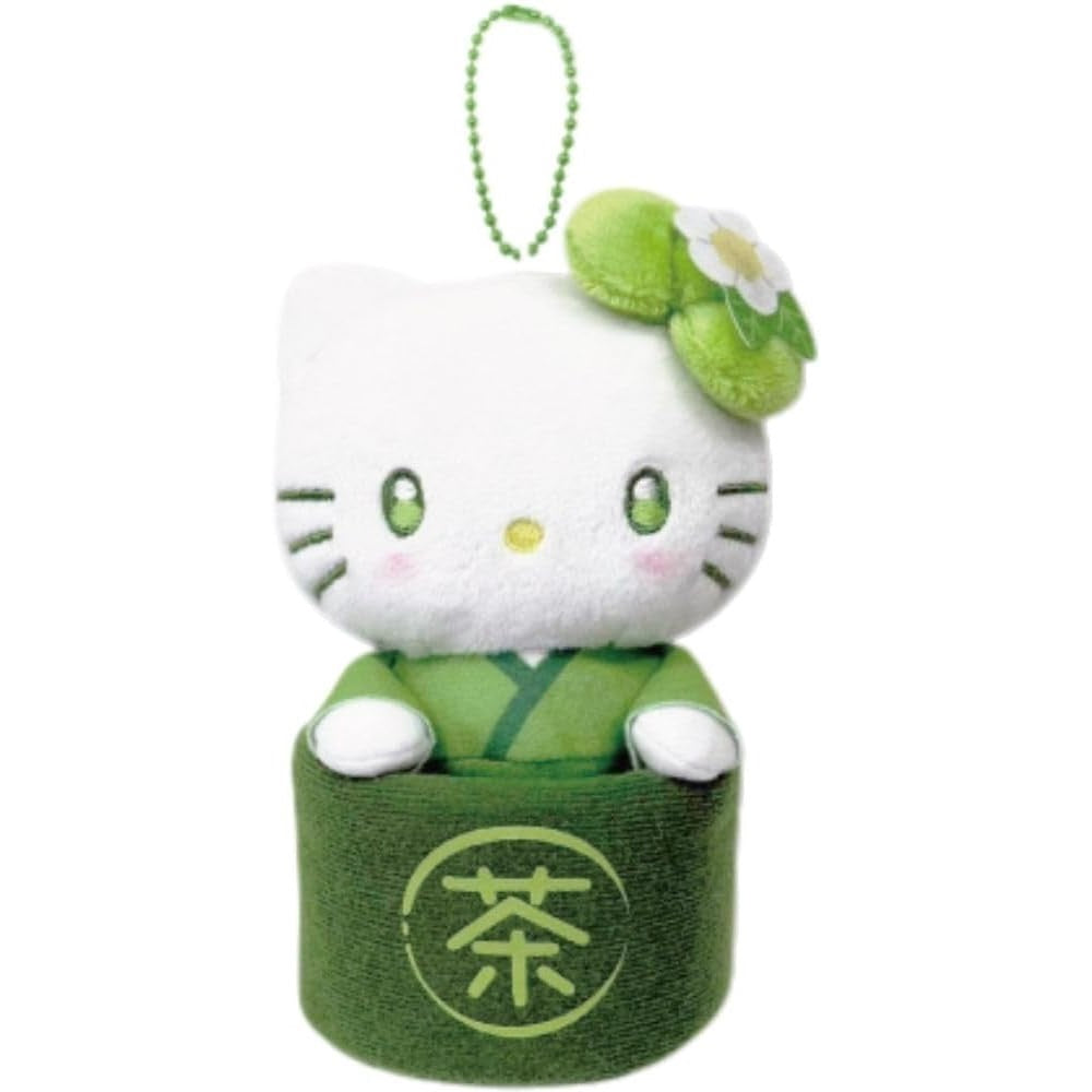 Hello Kitty matcha bowl mascot pouch on a white square background