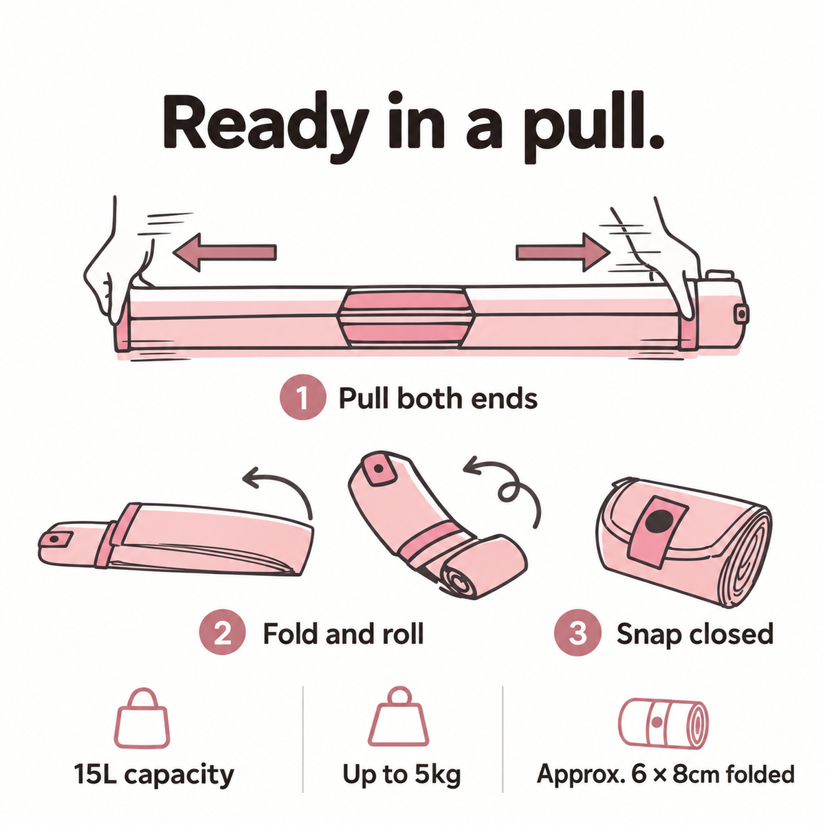 Shupatto M folding guide — 15L, maximum load 5kg