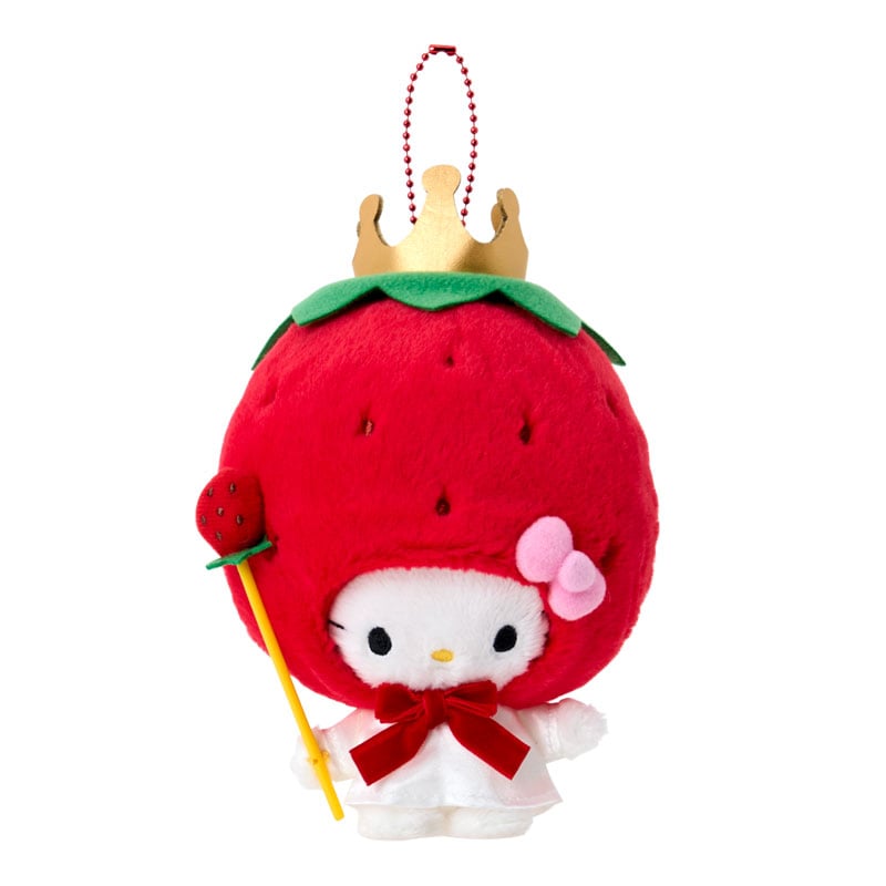 Hello Kitty Strawberry King mascot holder with red ball chain