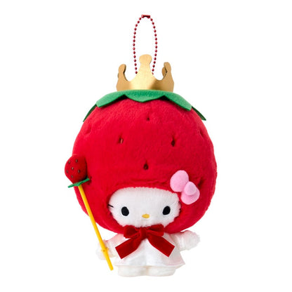 Hello Kitty Strawberry King mascot holder with red ball chain