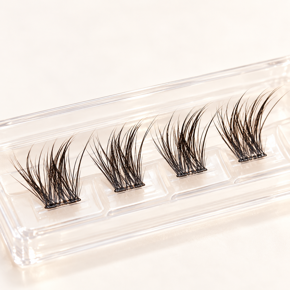 Illustrative close-up of partial lash clusters