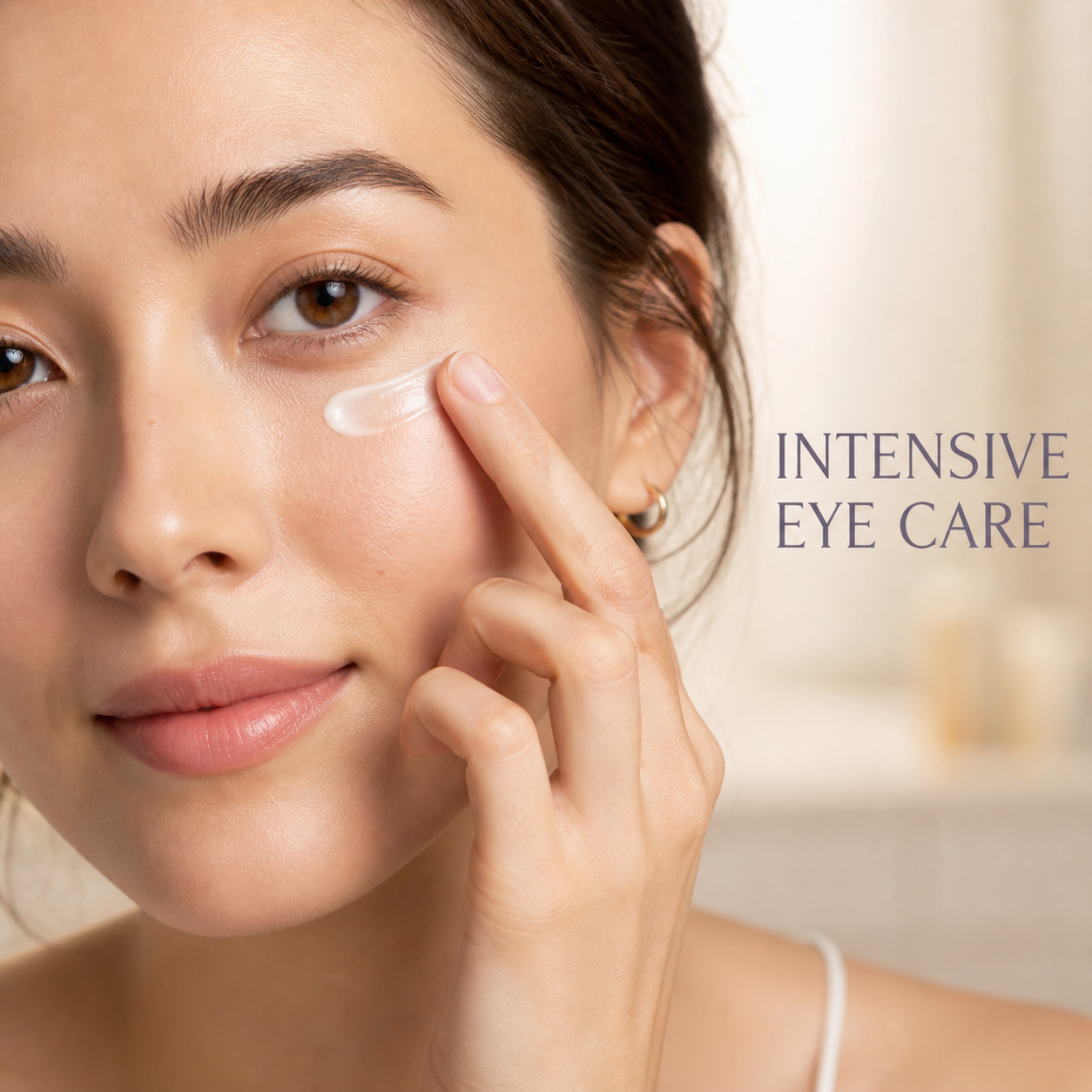 Original fictional model applying Heroine Make Eye Esthetic Cream