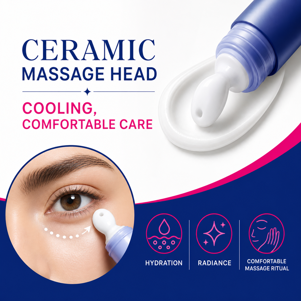 Heroine Make Eye Esthetic Cream ceramic massage head feature