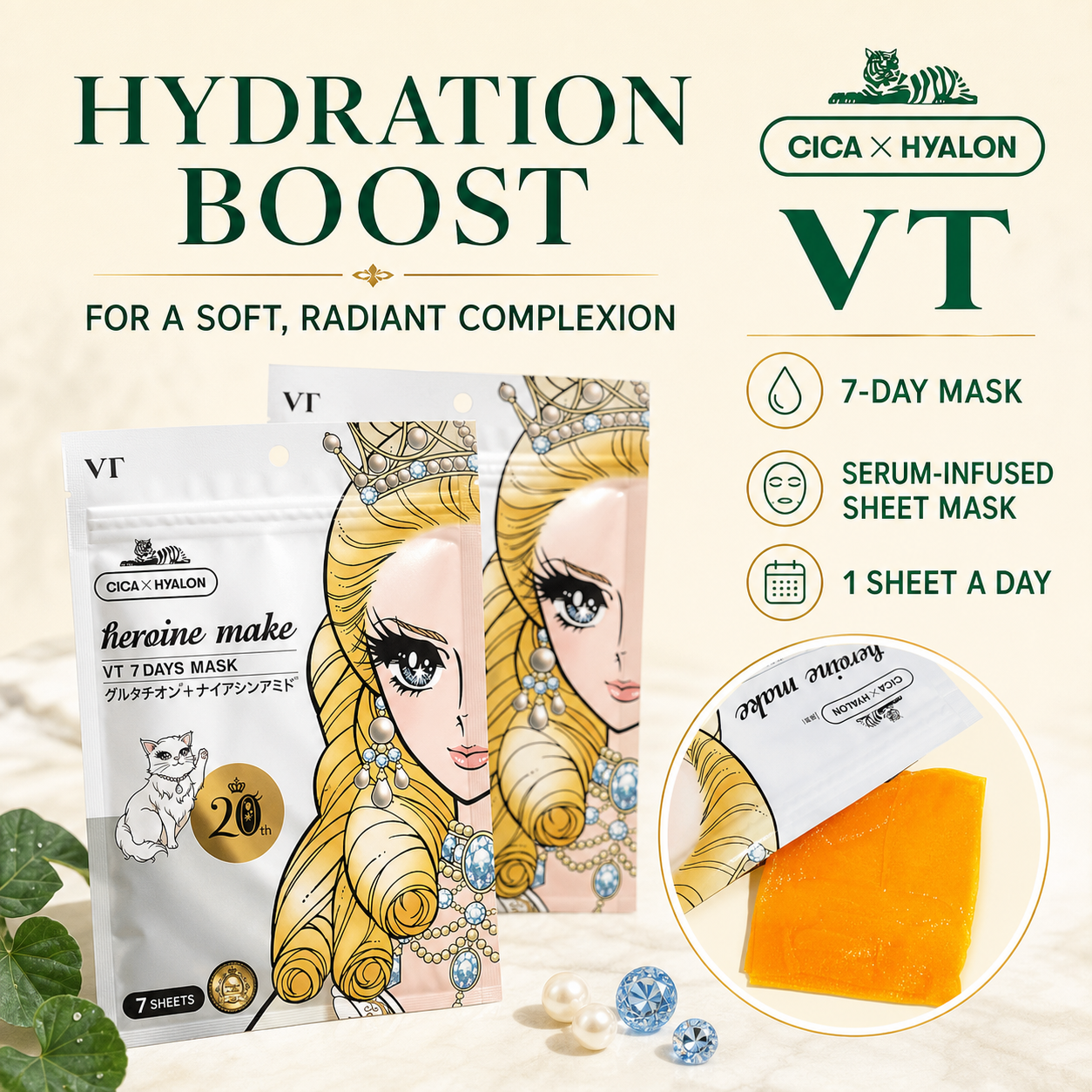 Heroine Make VT 7 Days Mask English hydration feature