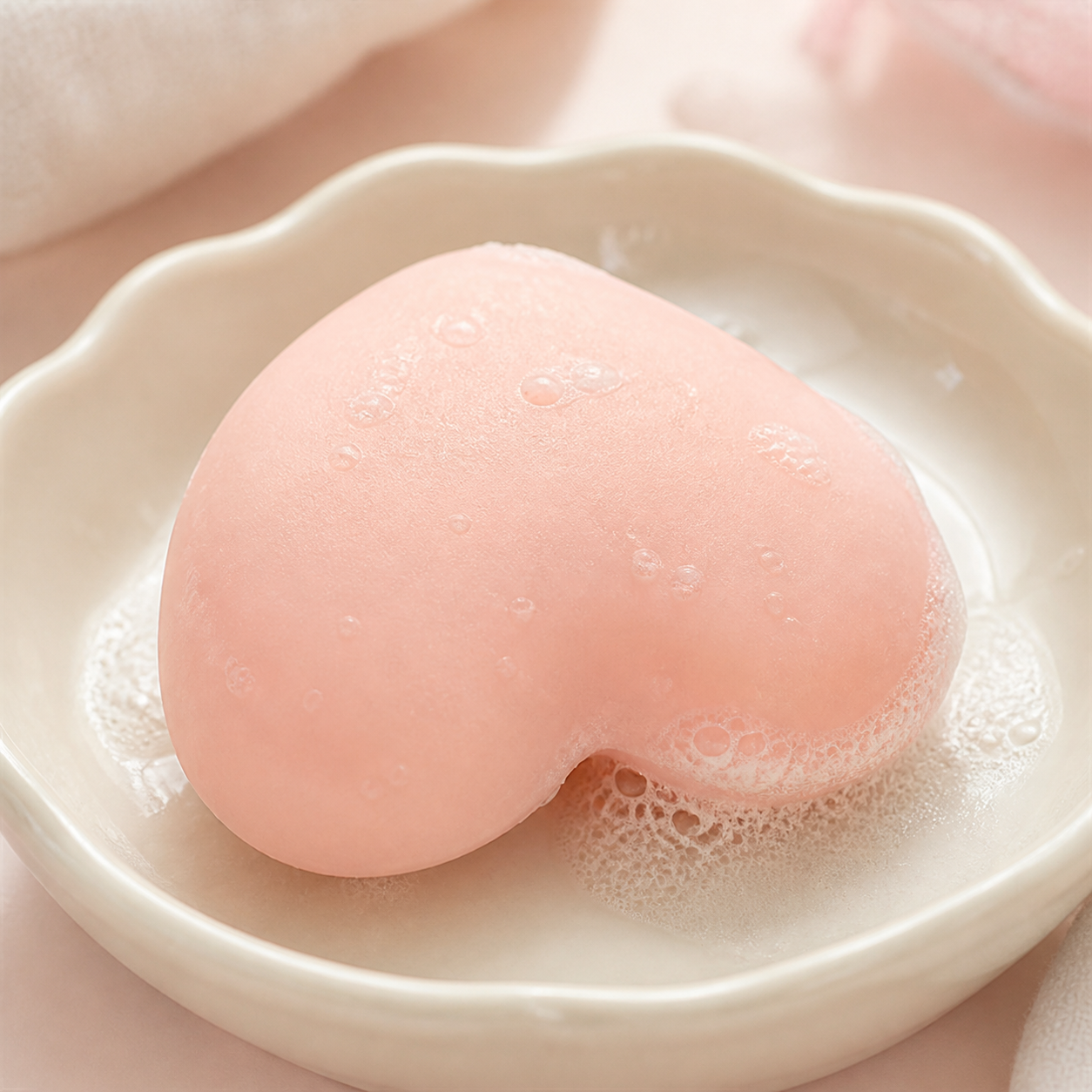Heart-shaped soap close-up