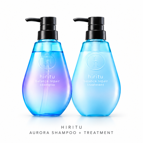 HIRITU Aurora Shampoo and Treatment Set on a white background