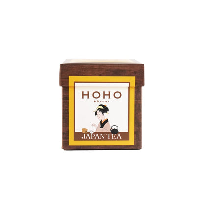 HOHO HOJICHA Yorokobi Hojicha six tea bags in original Japanese package on white background