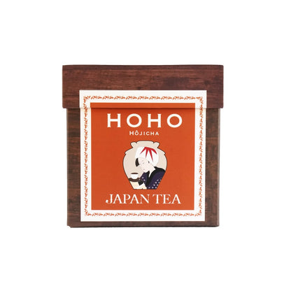 HOHO HOJICHA Yorokobi Hojicha 15 tea bag box, front view on white
