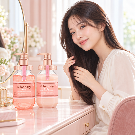 Melty haircare routine with Japanese model