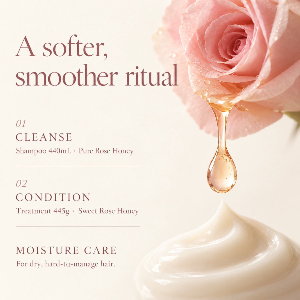 Melty two-step rose honey moisture care