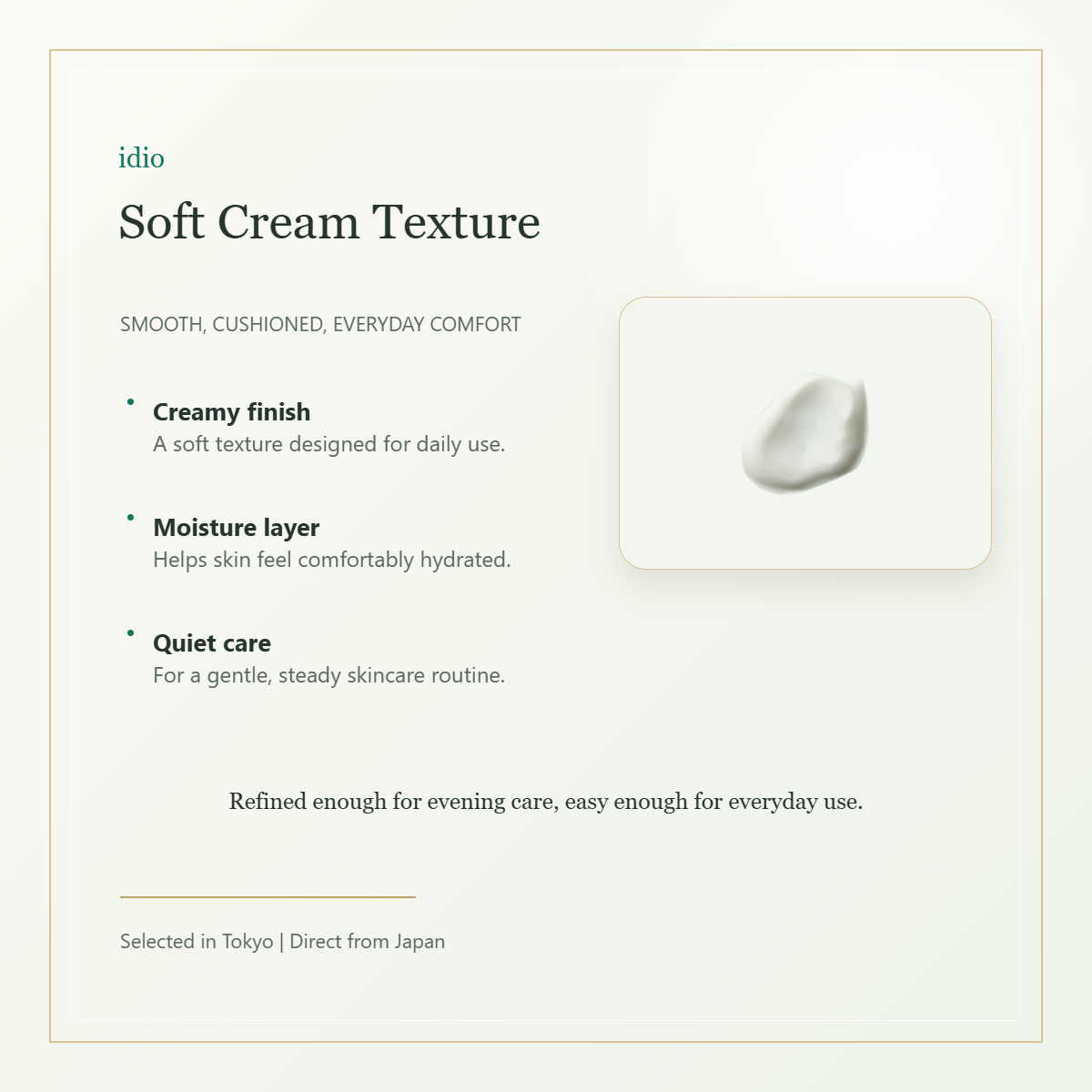 idio Hokkaido CICA Cream soft cream texture and moisture care