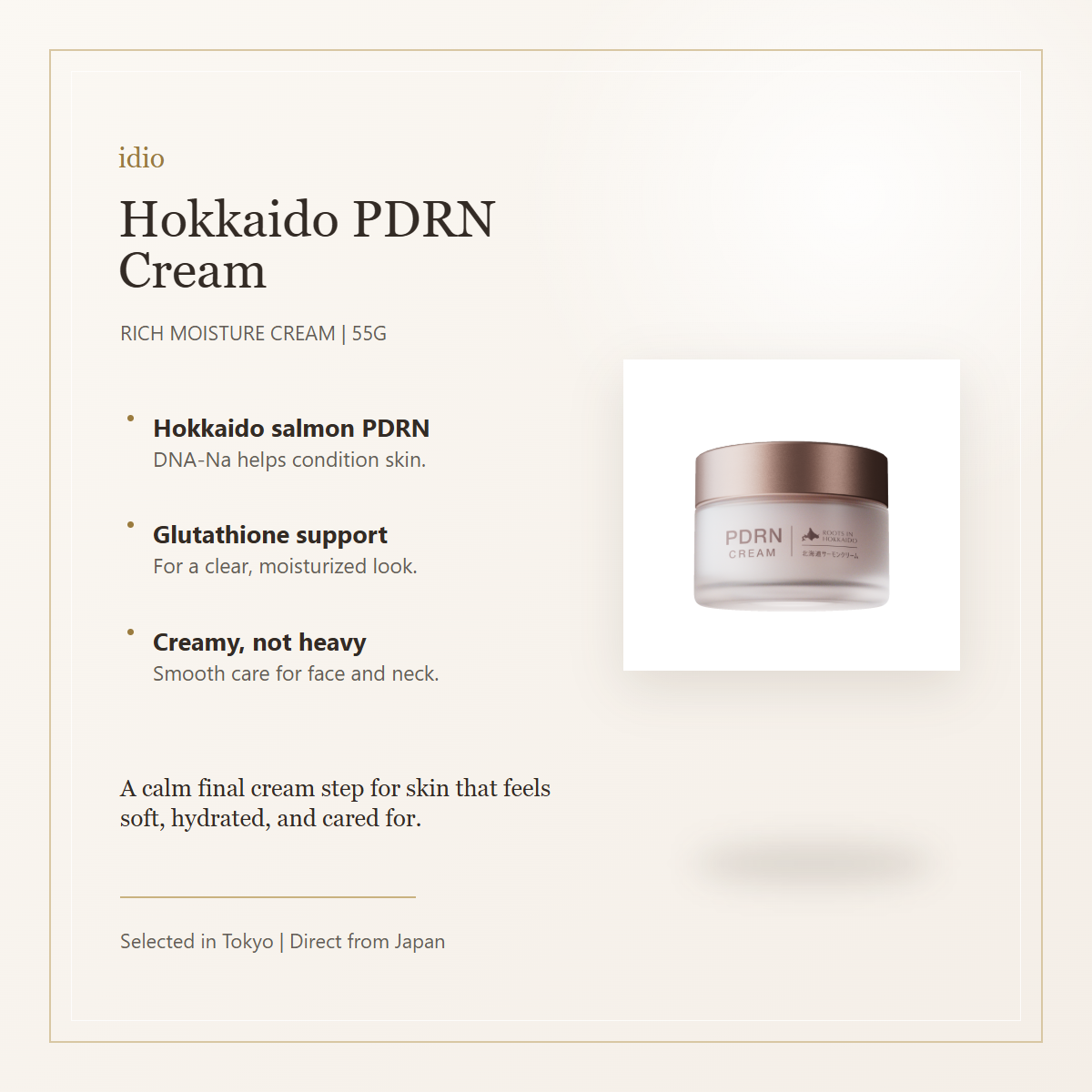 idio Hokkaido PDRN Salmon Cream 55g elegant overview