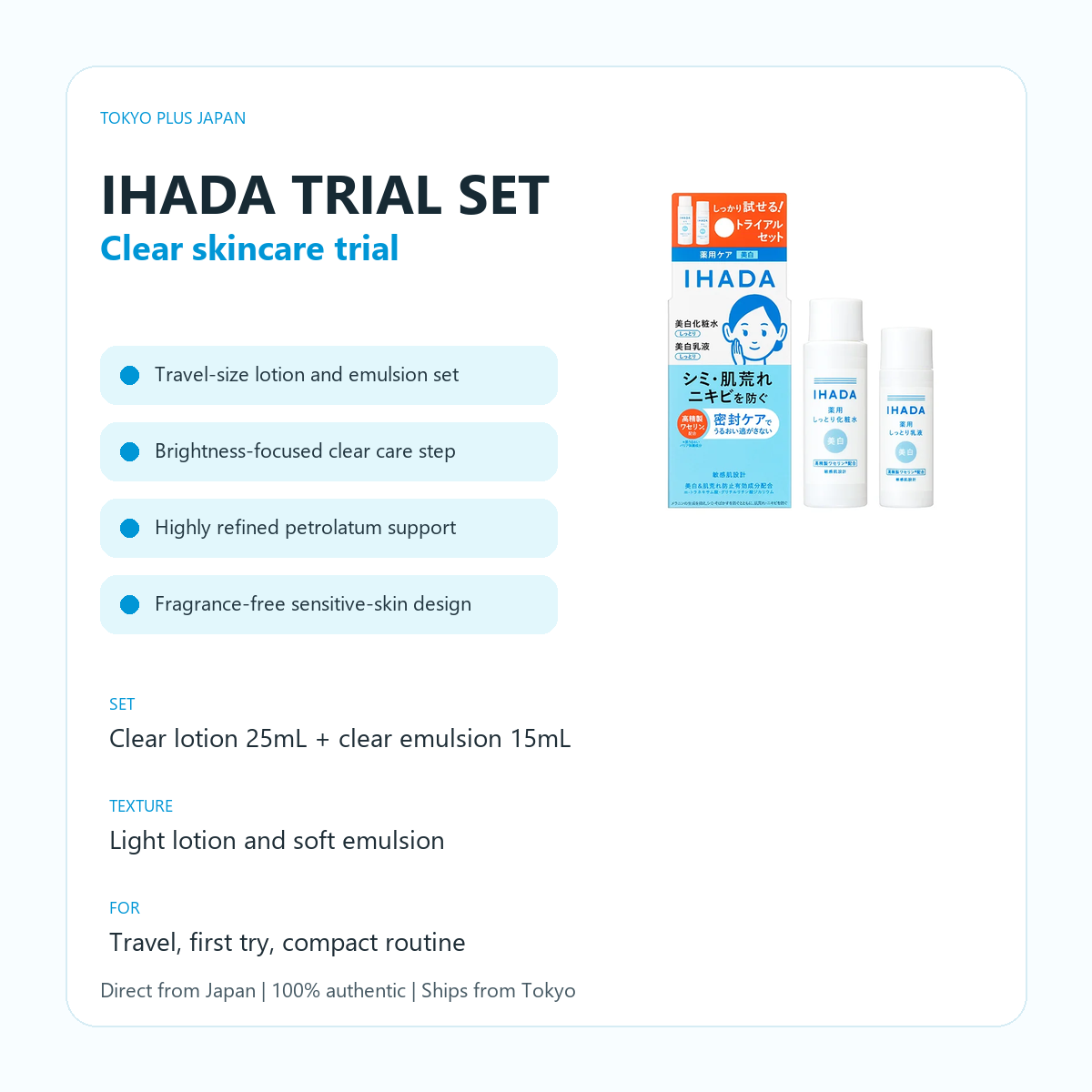 IHADA Clear Skincare Trial Set overview card