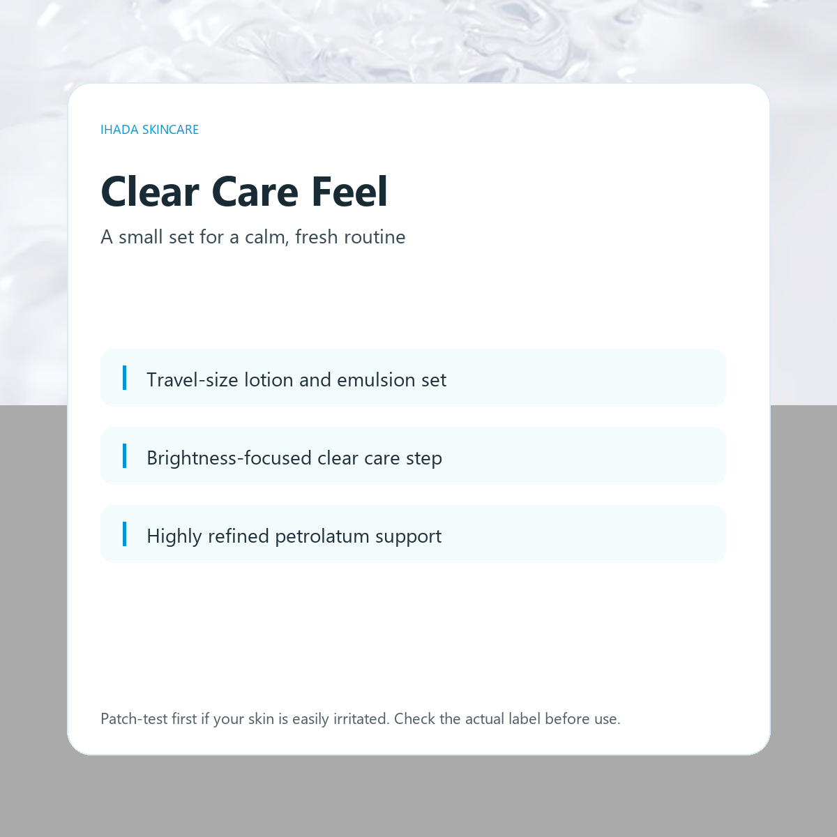 IHADA Clear Skincare Trial Set clear care feel card
