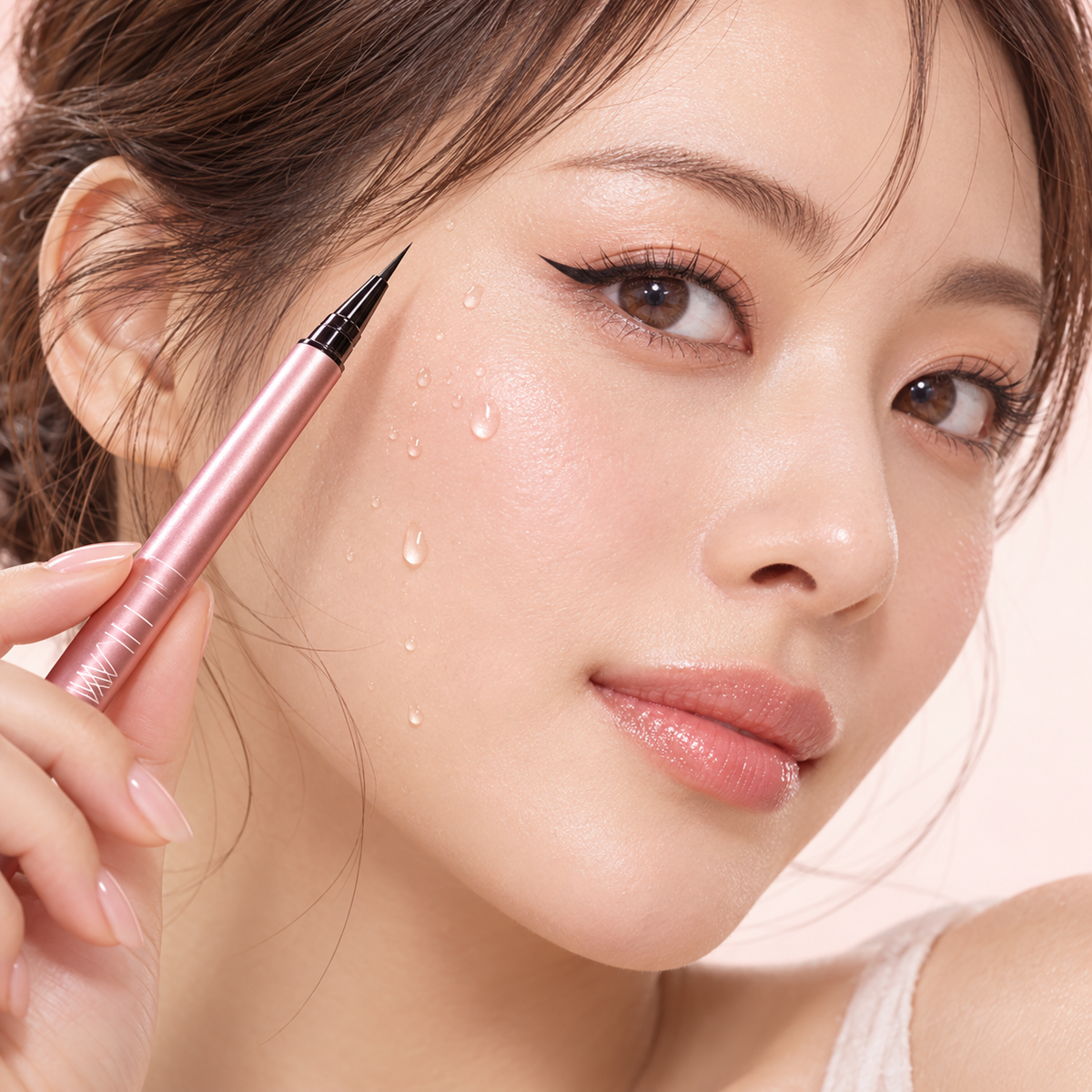 Japanese model wearing waterproof ILM liquid eyeliner