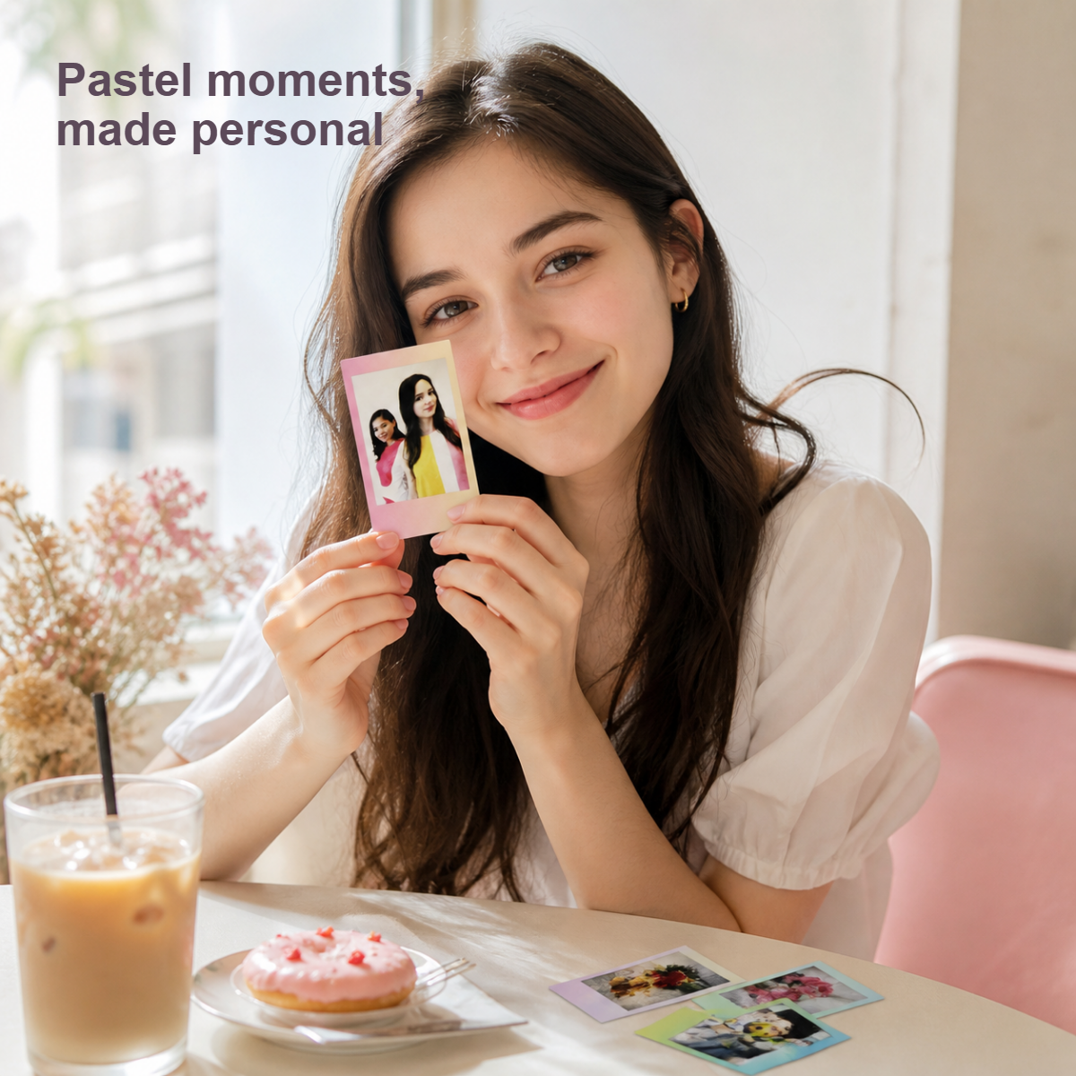 Lifestyle photo of instax mini Macaron pastel instant print