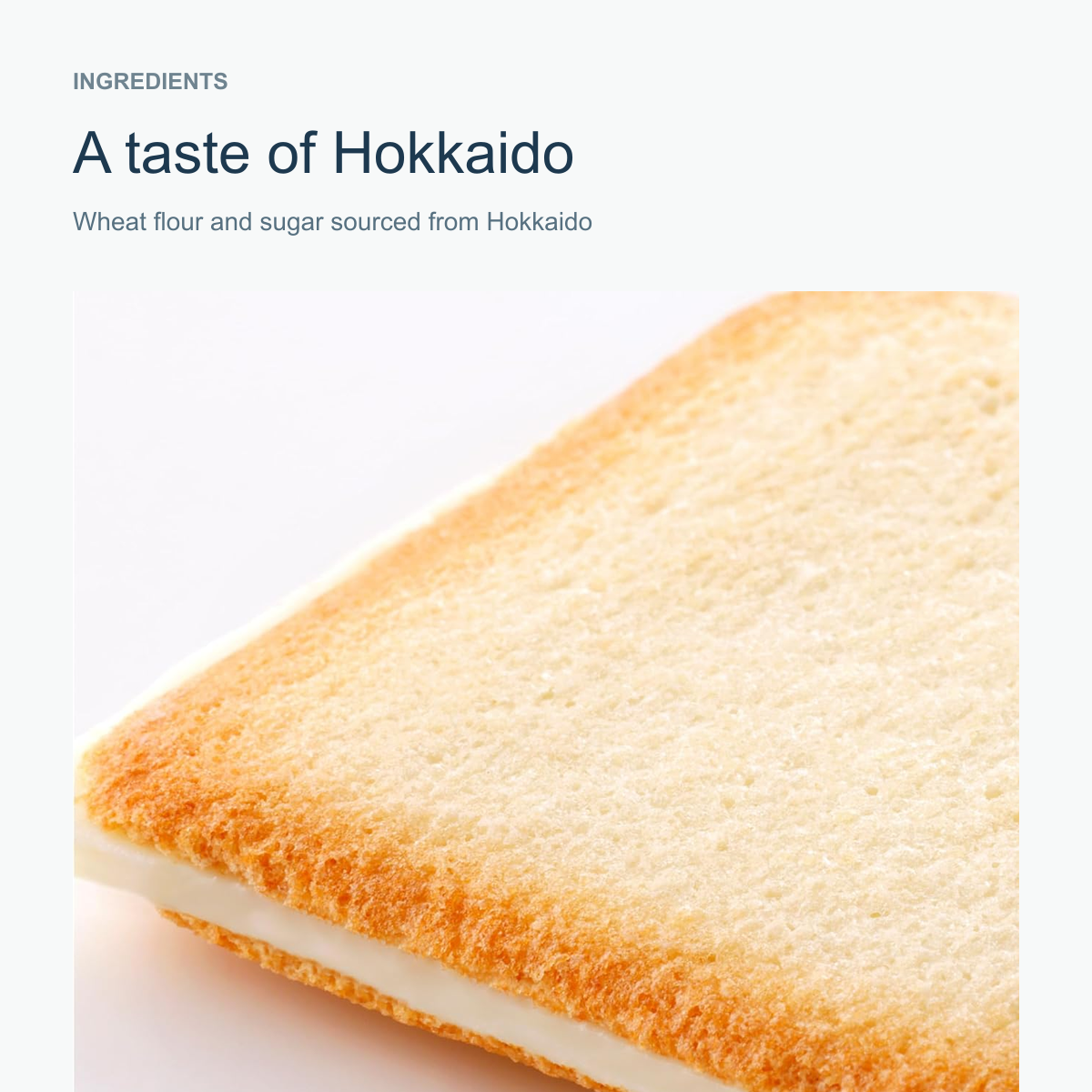 Hokkaido-sourced wheat flour and sugar in Shiroi Koibito