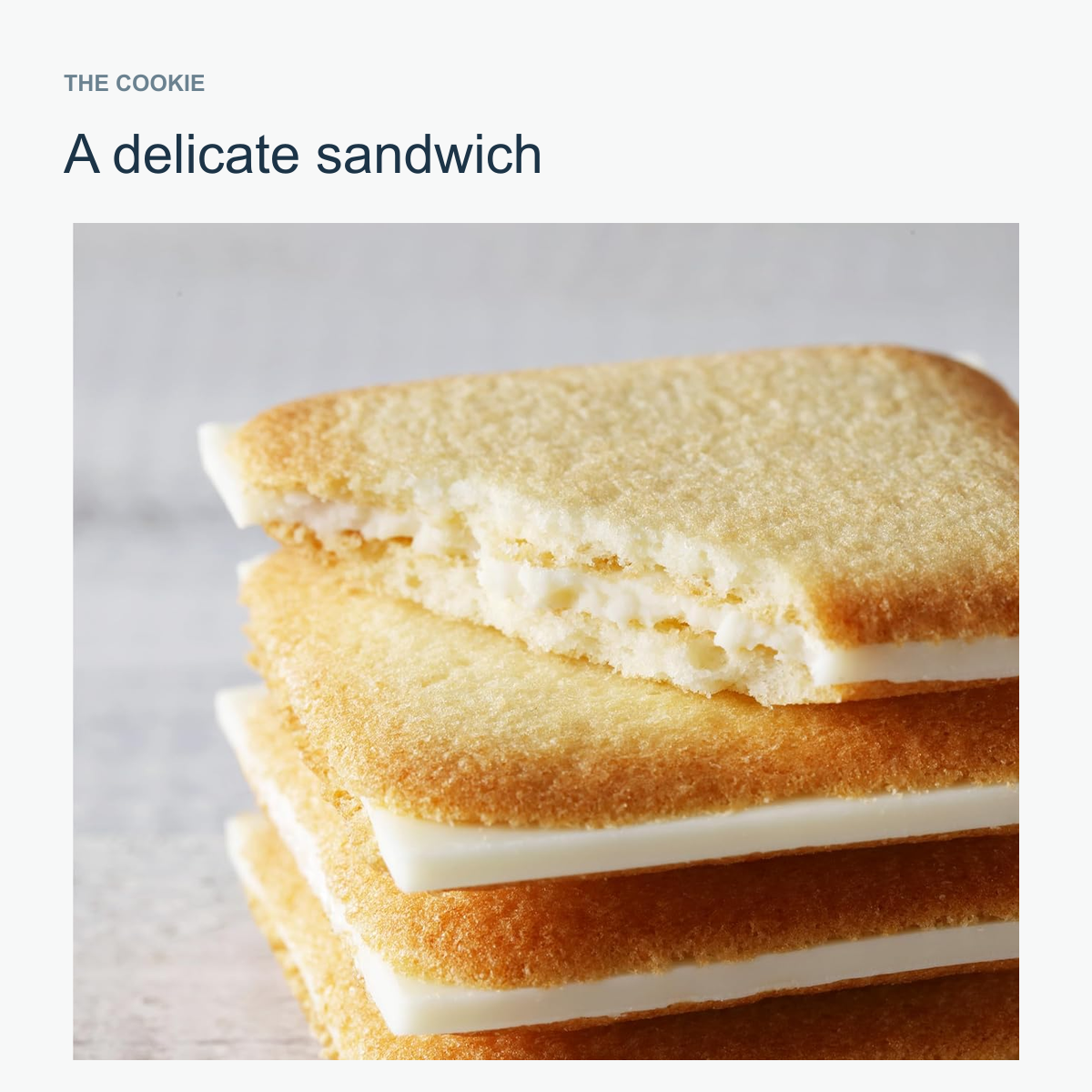 Close view of crisp langue-de-chat sandwich cookies