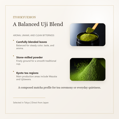 Itohkyuemon Seijyu no Mori Uji Matcha blend and stone-milled powder