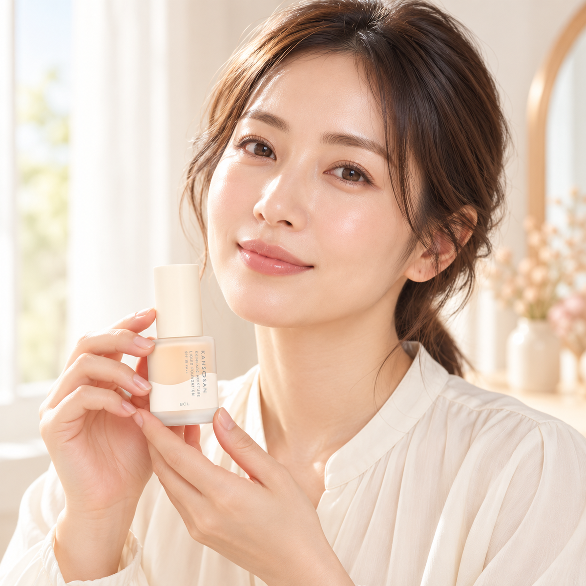 Japanese model with KANSOSAN liquid foundation