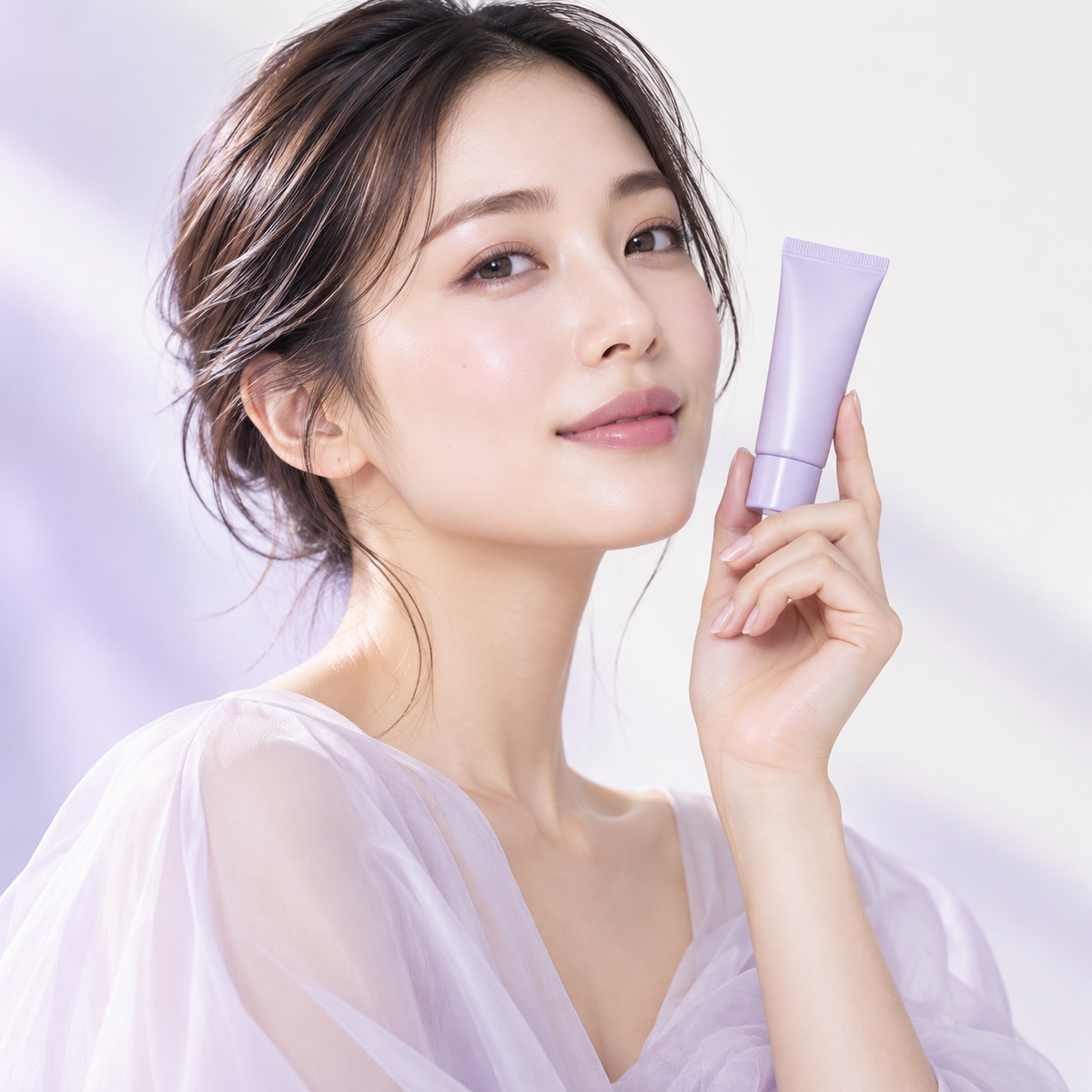 Japanese model with Clear Lavender primer; illustrative image