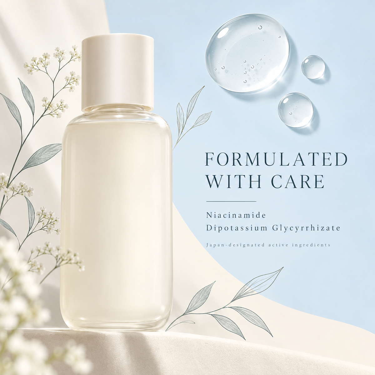 Niacinamide and dipotassium glycyrrhizate formula