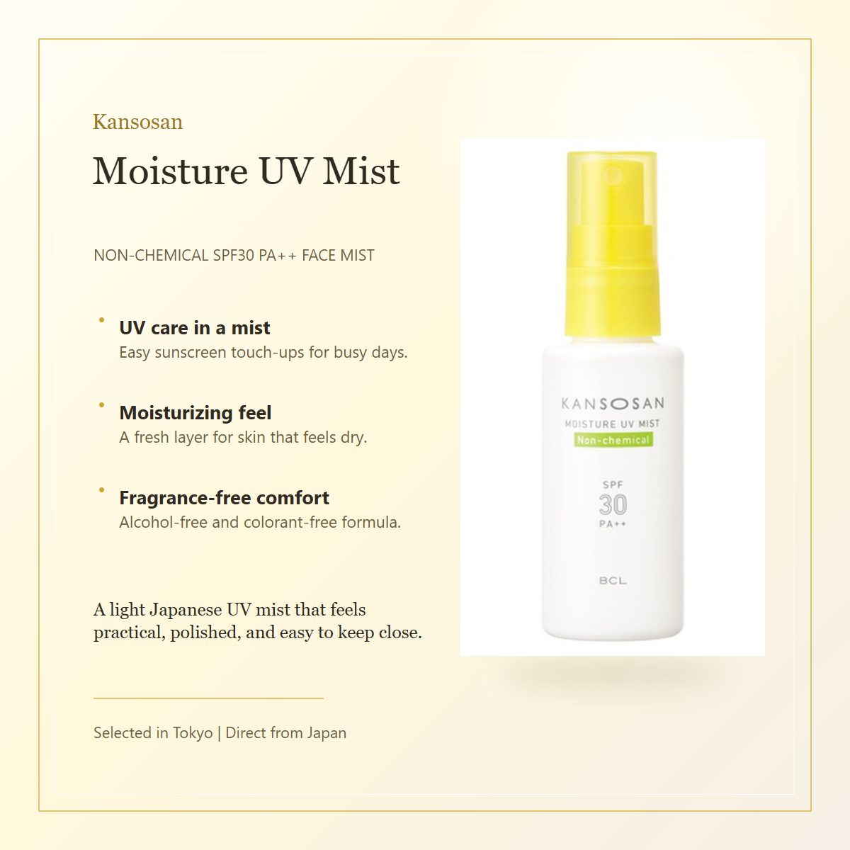 Kansosan Moisturizing UV Mist elegant overview