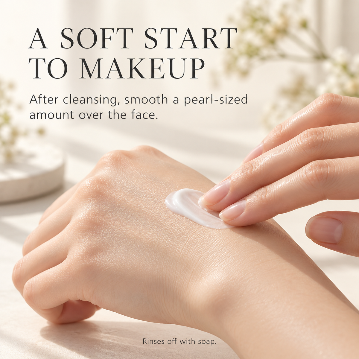 KANSOSAN skincare base application and soap-off directions
