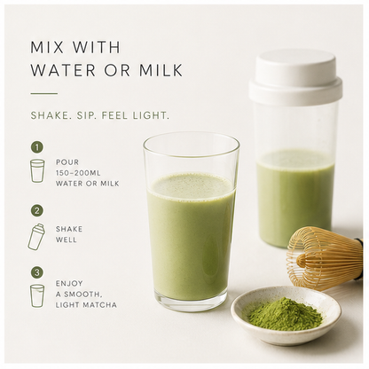 Kanzenshoku TOKYO Matcha mix with water or milk how to image