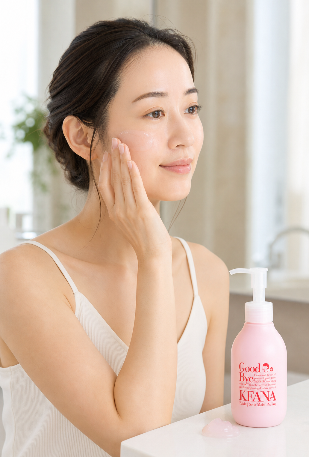 Model using Keana Nadeshiko Baking Soda Moist Peeling Gel