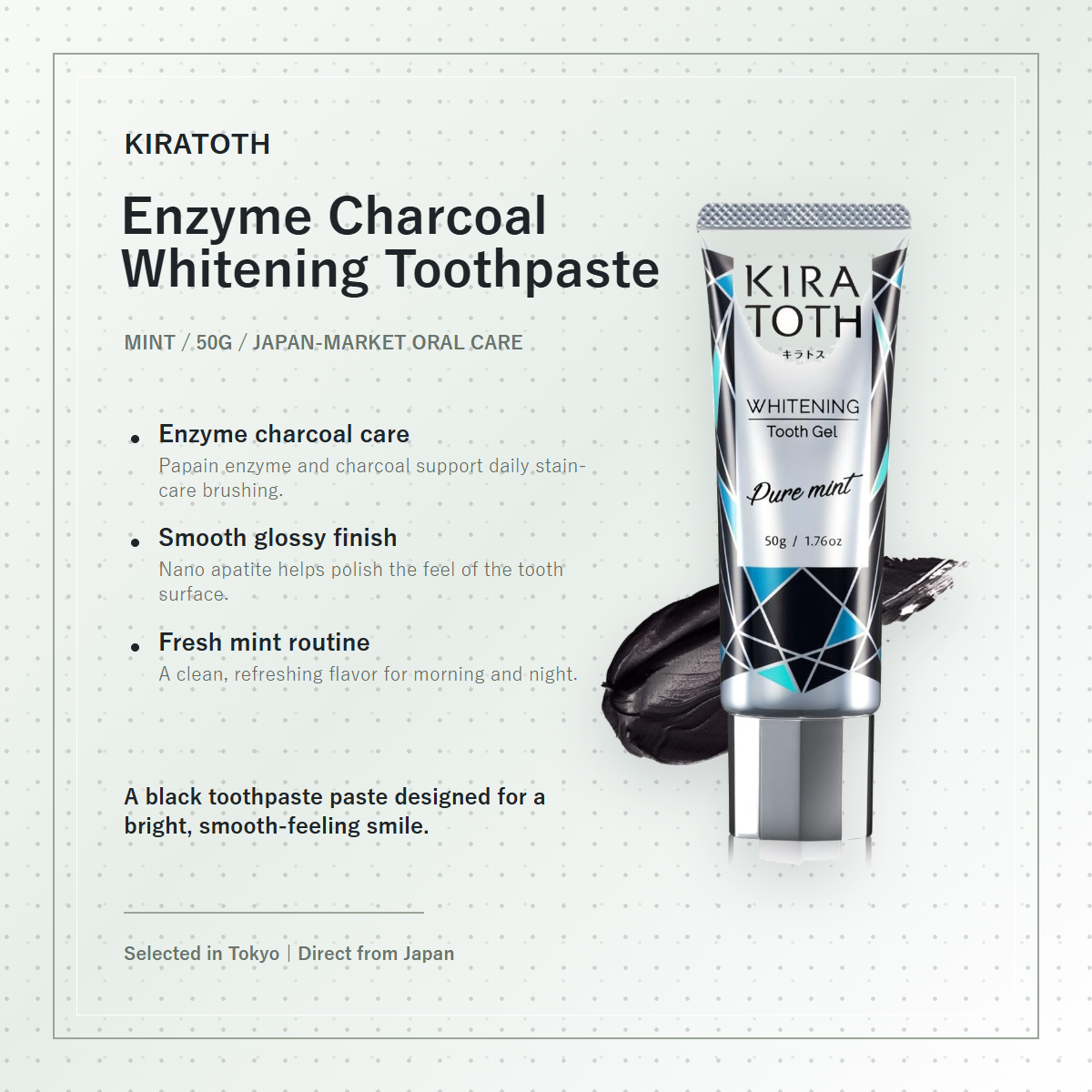 KIRATOTH Enzyme Charcoal Whitening Toothpaste elegant overview