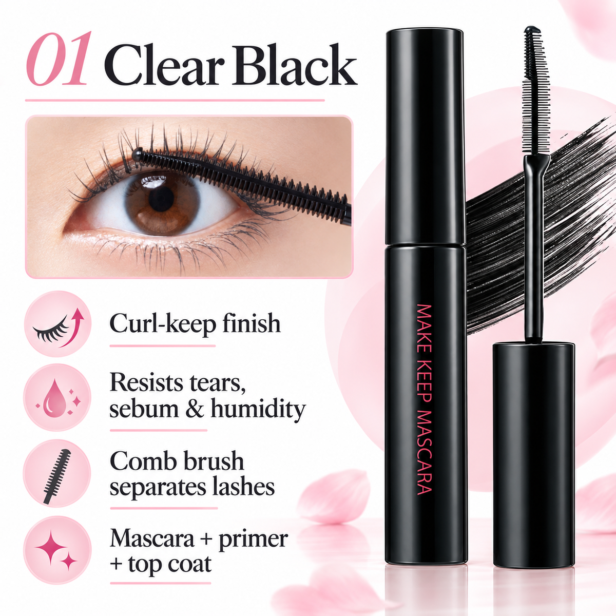 KOSÉ MAKE KEEP MASCARA 01 Clear Black feature image
