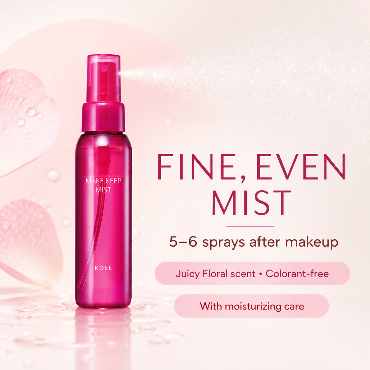 KOSE Make Keep Mist EX+ fine even mist and moisturizing care feature