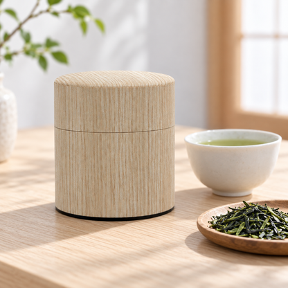 Nuku Mori Oak canister on tea table
