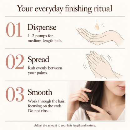 How to apply 1–2 pumps through hair focusing on ends