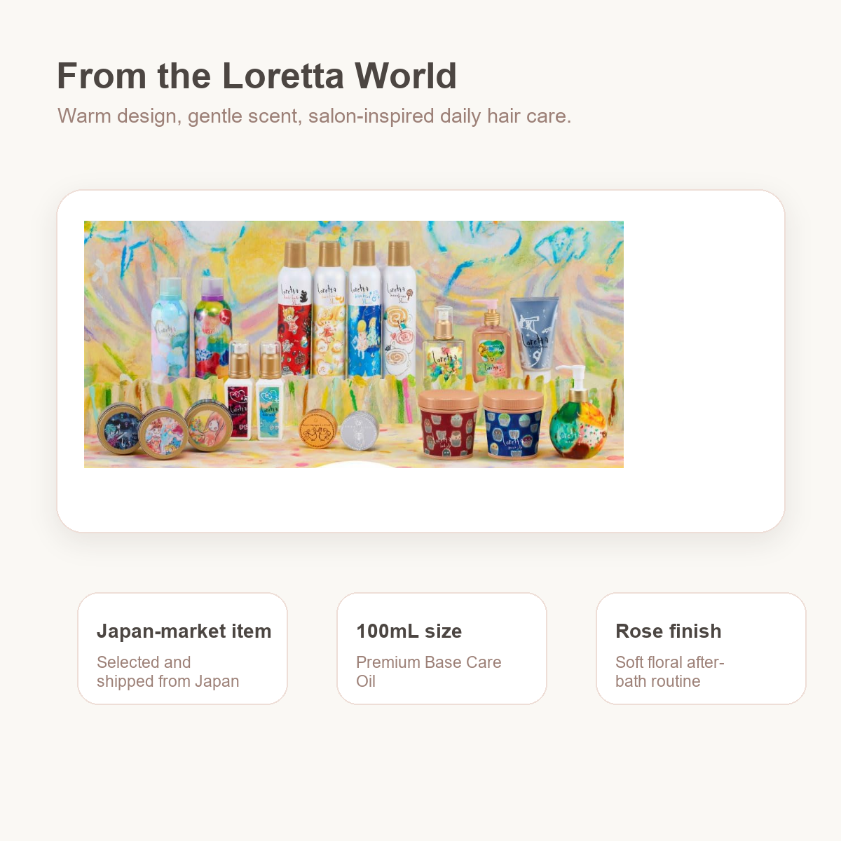LORETTA Premium Base Care Oil 100mL brand world and product notes