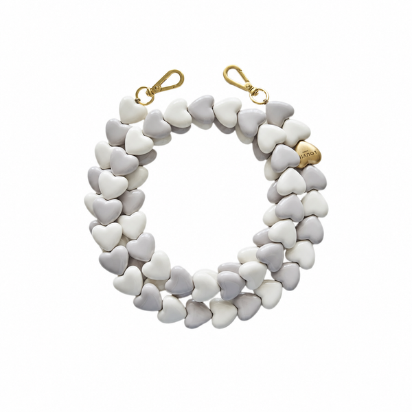 Louvini Paris CUORE Gray-White heart smartphone chain, square white-background thumbnail