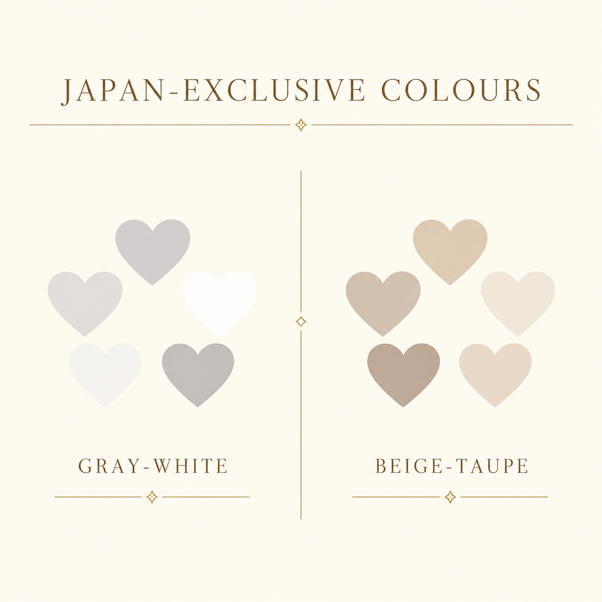 Japan-exclusive Gray-White and Beige-Taupe colour comparison graphic