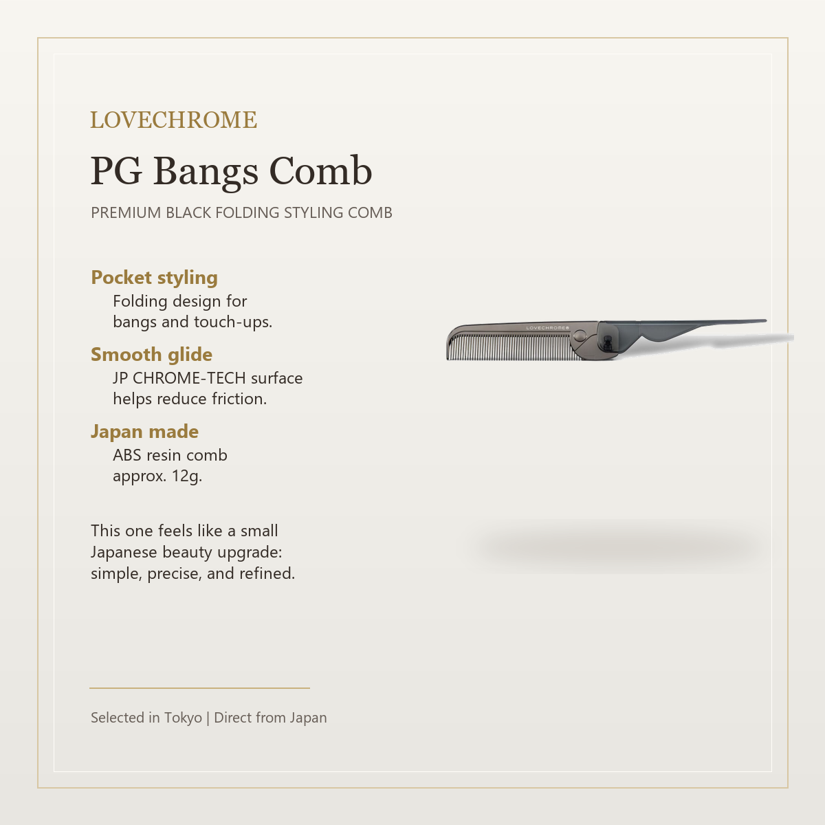 LOVECHROME PG Bangs Comb Premium Black elegant product overview
