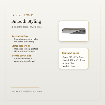LOVECHROME PG Bangs Comb Premium Black JP CHROME TECH feature card