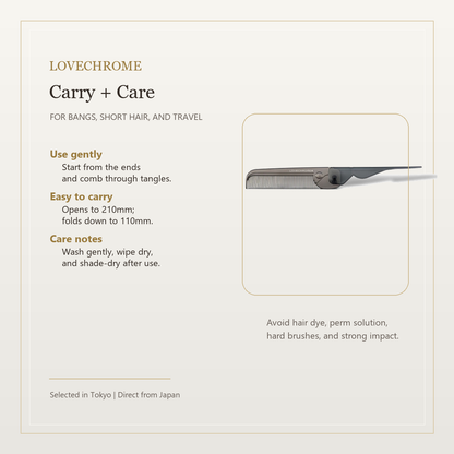 LOVECHROME PG Bangs Comb Premium Black carry and care guide