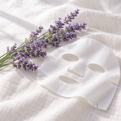 Illustrative lavender and sheet mask still life